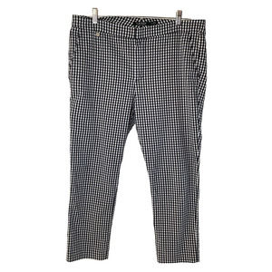 Ralph Lauren Women’s Pants Black White Checked Gingham Cropped Straight Size 14